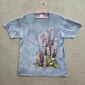 VINTAGE The Mountain Men Shirt XL Blue Floral Birds Short Sleeve 90s